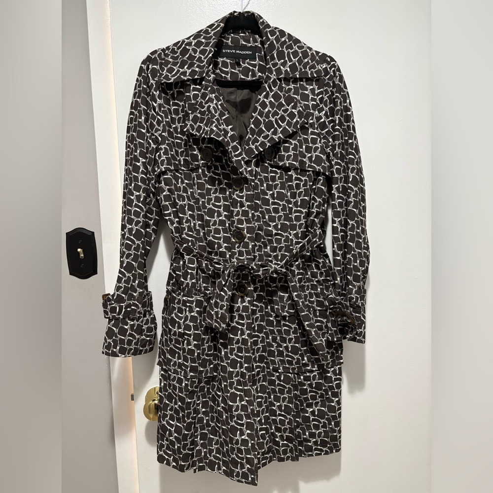 Steve Madden Black and White Crocodile Print Coat Vintage Large - Picture 1 of 10